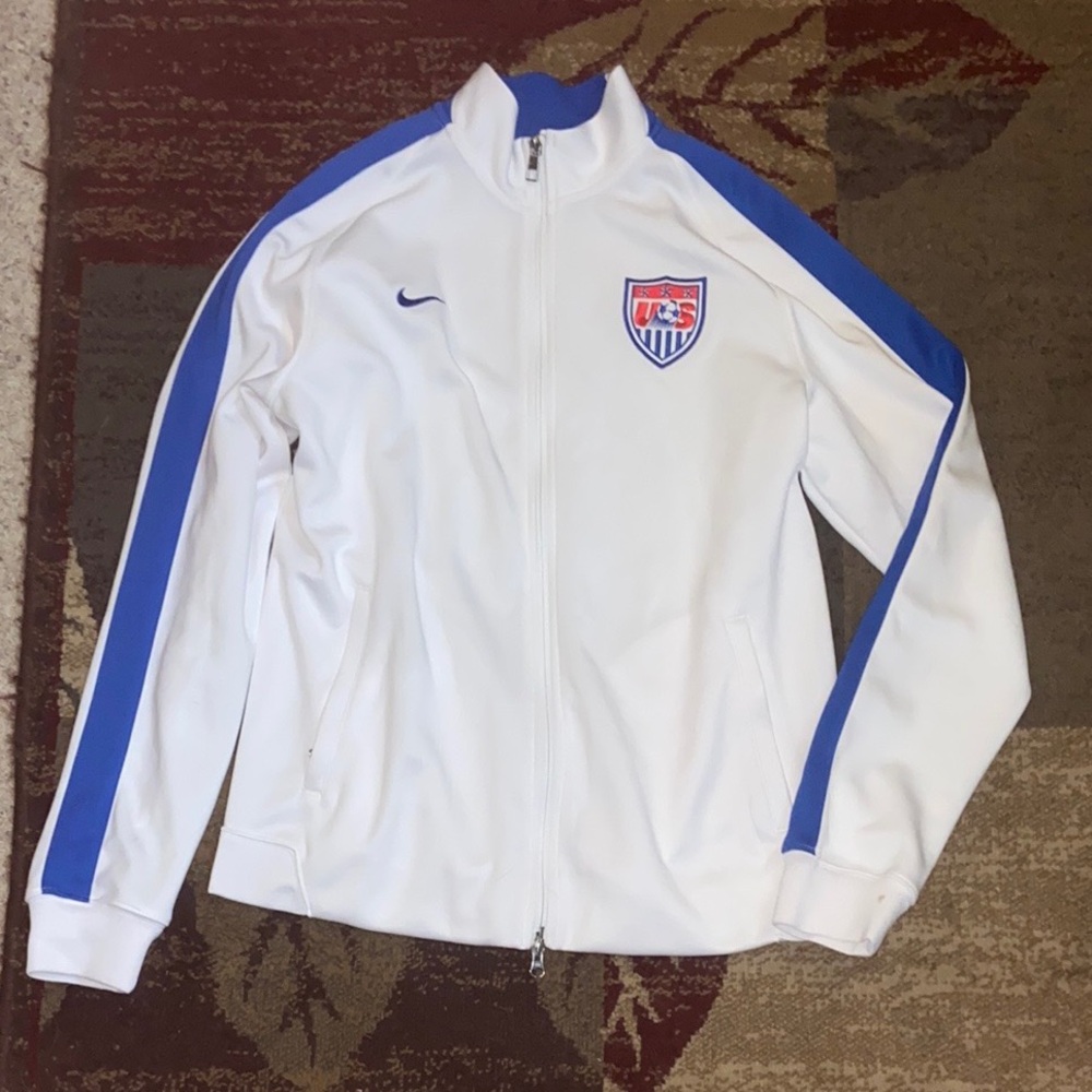 Nike USA Womens Soccer White & Blue Zip Up